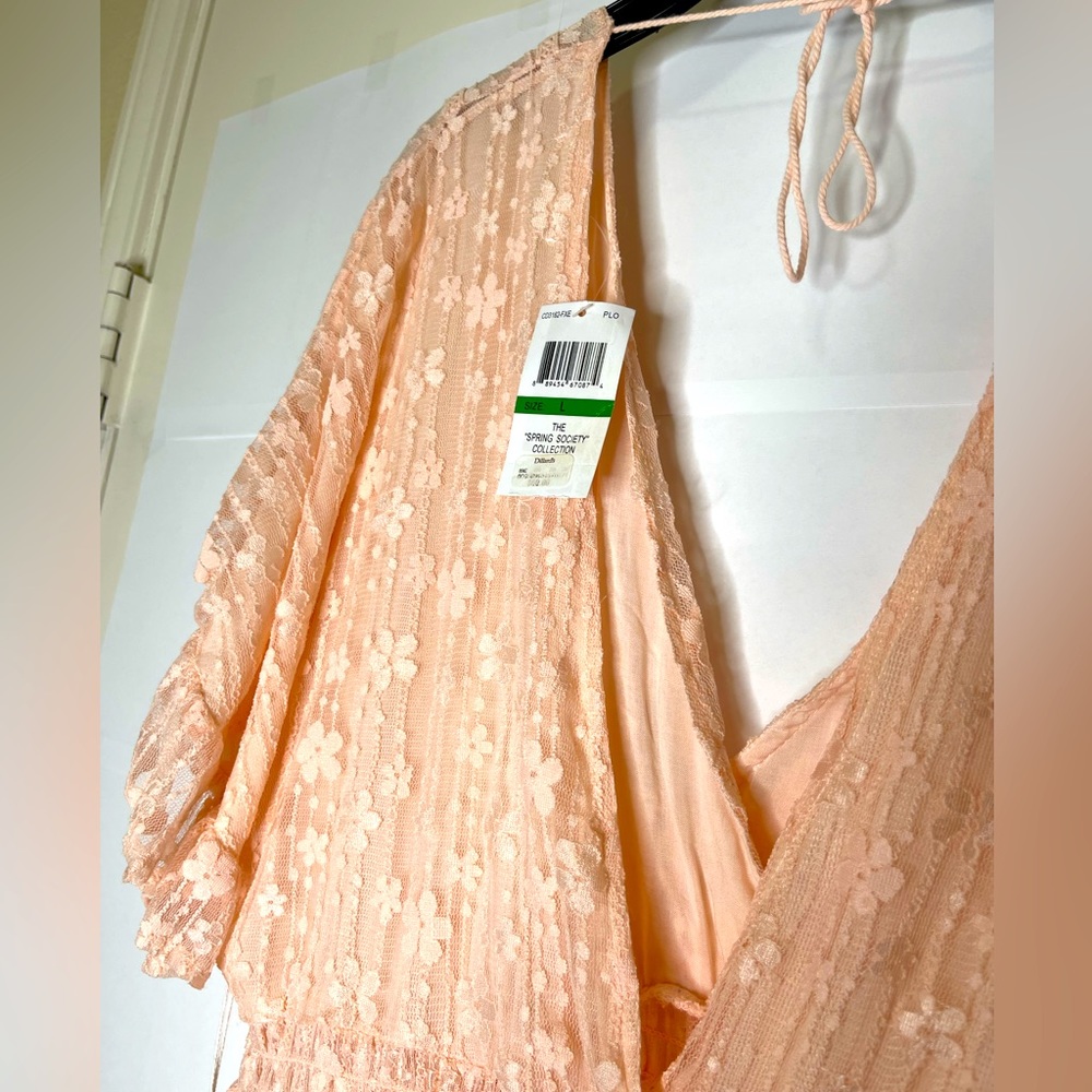 NWT: Coco&Jamieson, rose pink, lace mini dress in Sz. L.